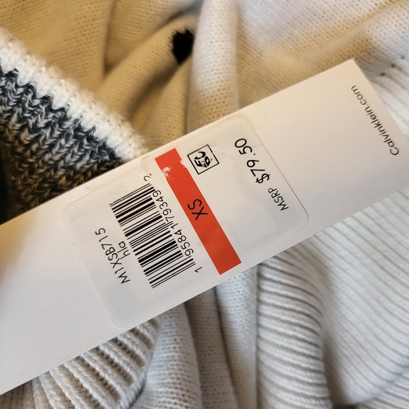 Calvin Klein Mock Turtleneck Sweater White XS - Picture 3 of 3